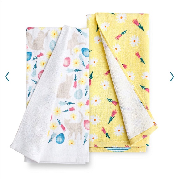 NEW Easter Kitchen Towels Let's Get Egg-cited SET OF 2 Towels Yellow White - Picture 4 of 16
